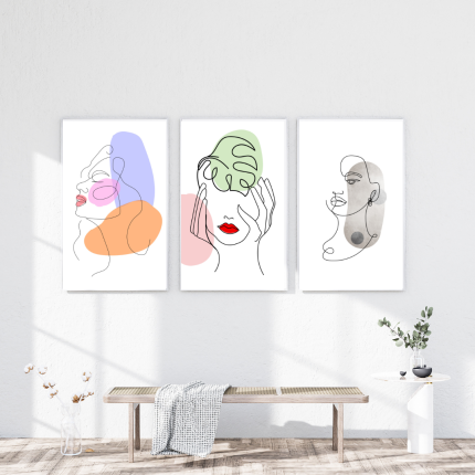 Serene Line Art Trio Canvas